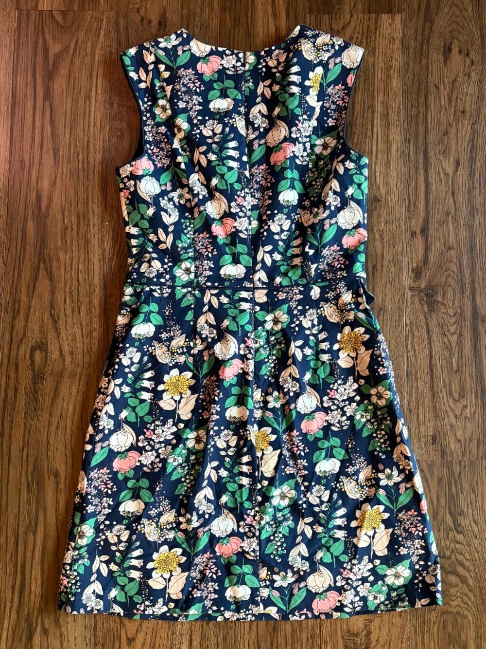 Oasis floral dress 6 navy stretch cotton mini - Picture 6 of 10